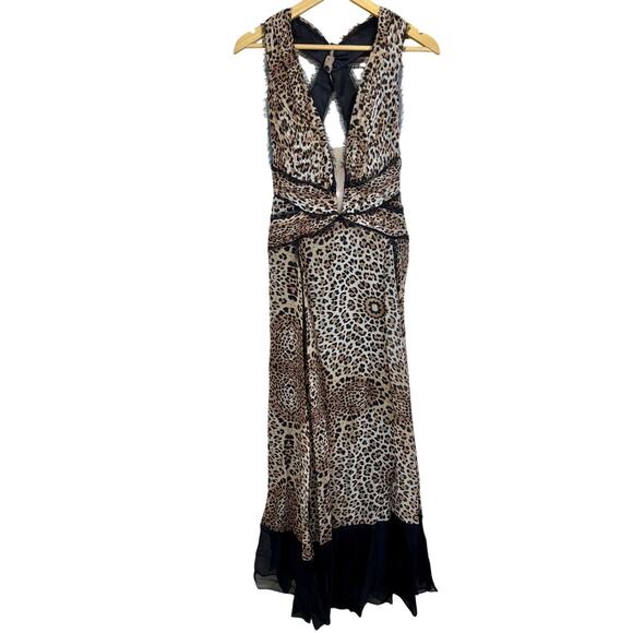 Mandalay Dresses & Skirts - NWT Mandalay Grey Leopard Black Brown Silk Sleeveless Maxi Evening Dress Size 10